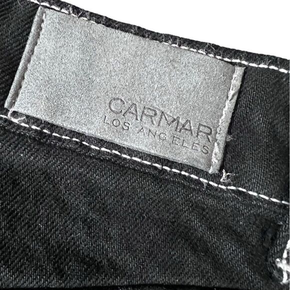 Carmar Los Angeles asymmetrical distressed Jean mini skirt black size 24 - Picture 8 of 11